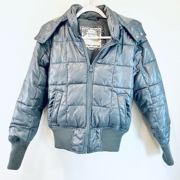OLD NAVY GRAY PUFFER JACKET SIZE MEDIUM - Picture 1 of 8